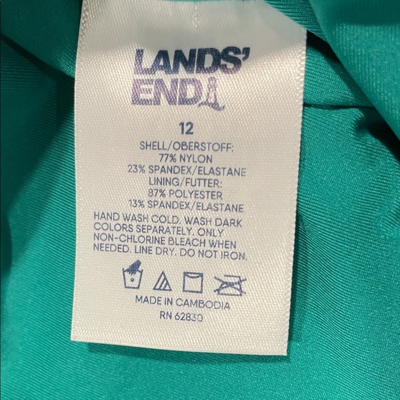 Lands' End Womens L/12 Floral Rashguard Set - Navy and green floral - Picture 8 of 12